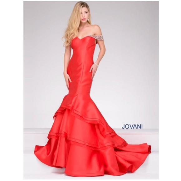 jovani red mermaid dress